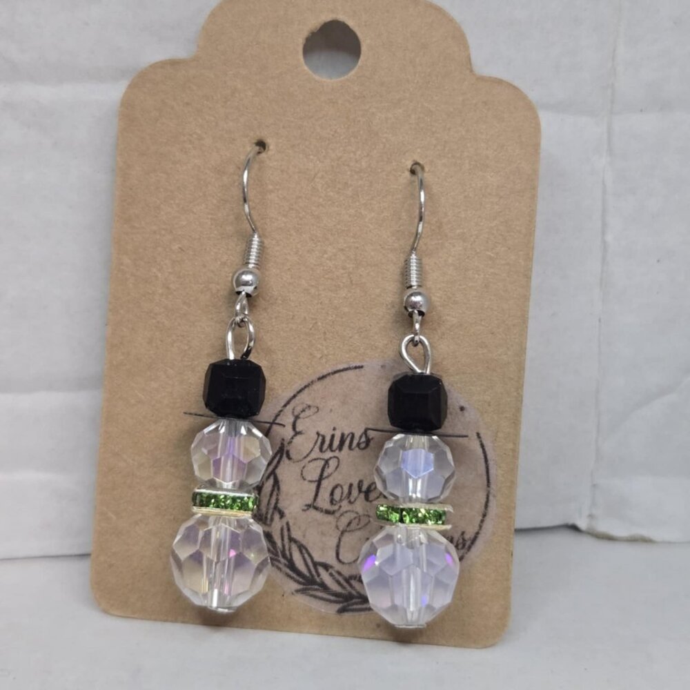 Beaded snowman earrings